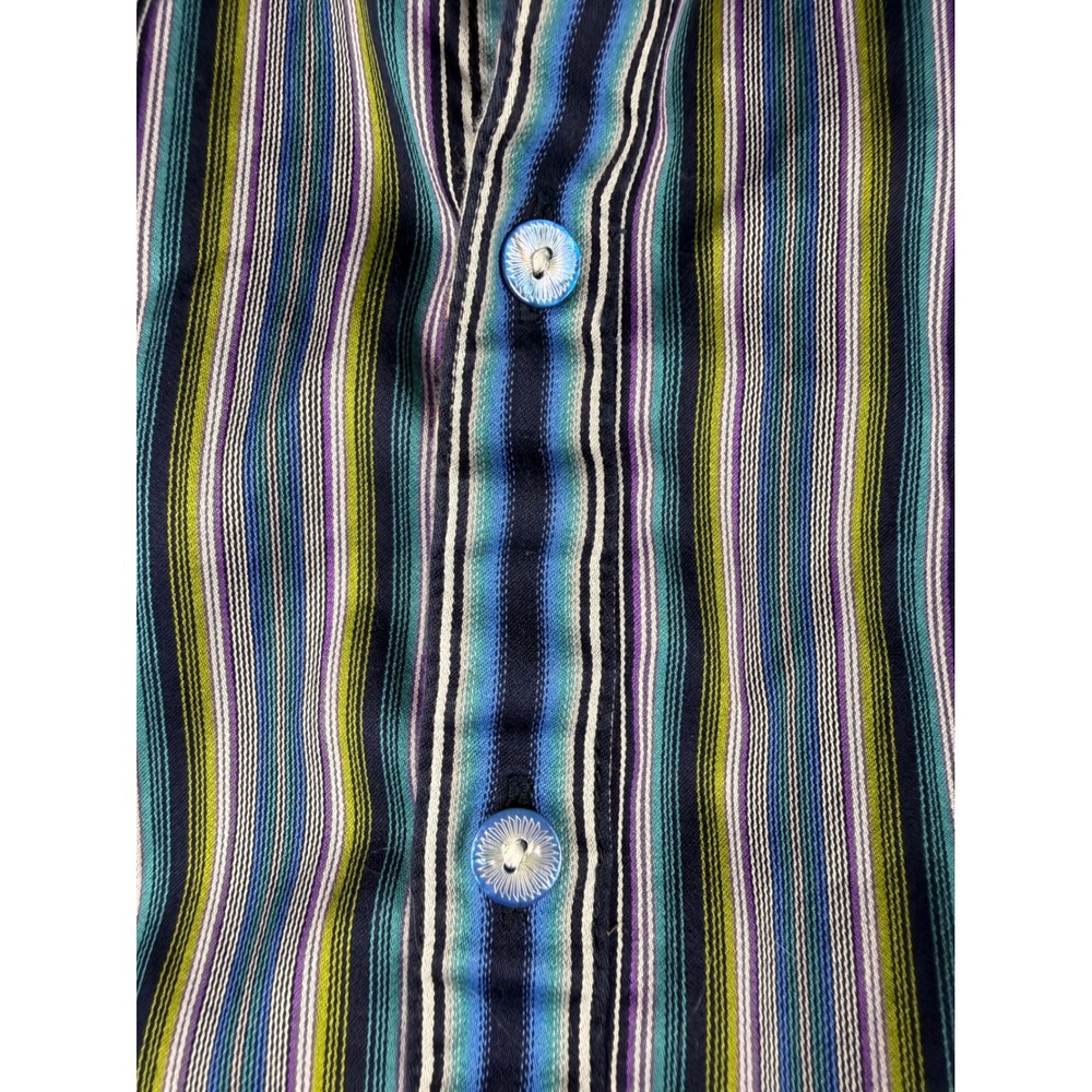 Robert Graham Classic Fit Mens Striped Button Down Shirt Blue Green Purple Mediu - Picture 5 of 8